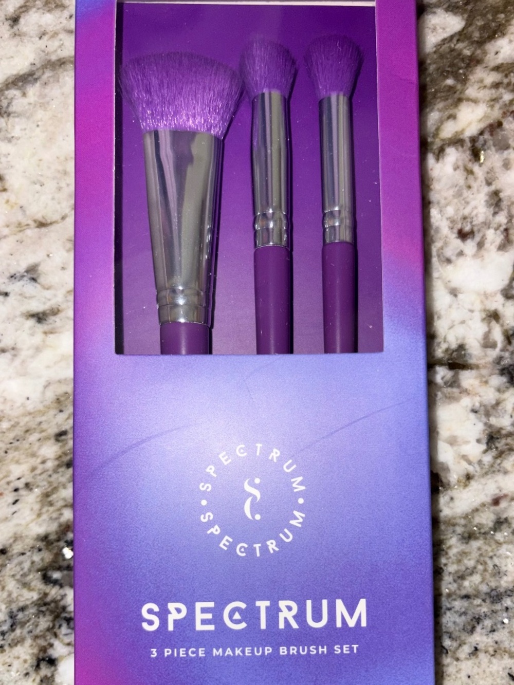 Spectrum Makeup Brush Set 3 Piece Foundation Concealer Blender Purple Vegan New